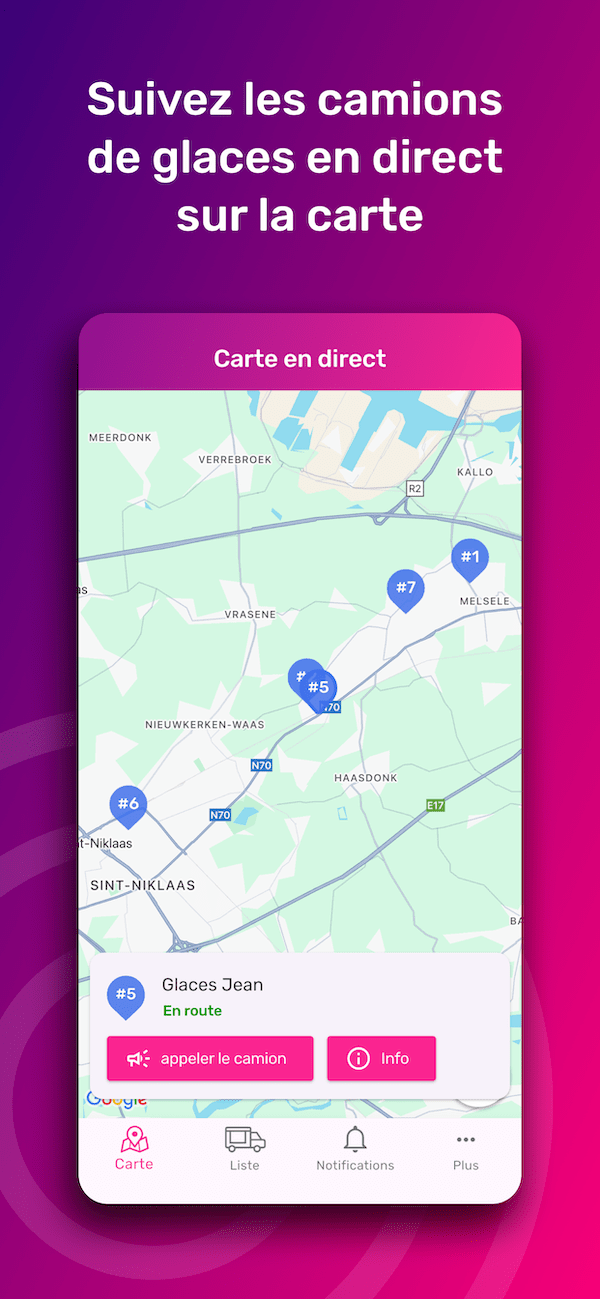 Suivez les camions de glaces en direct sur une carte
