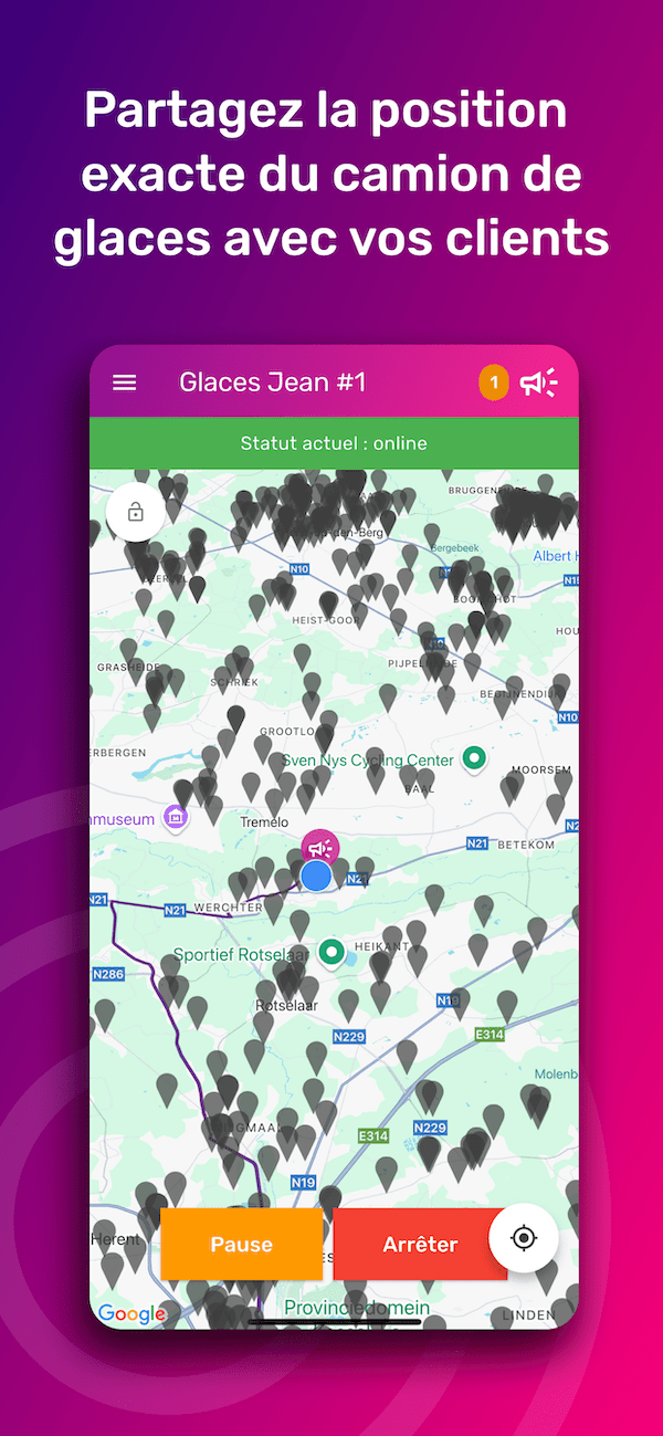 Partagez la position de votre camion de glaces avec vos clients