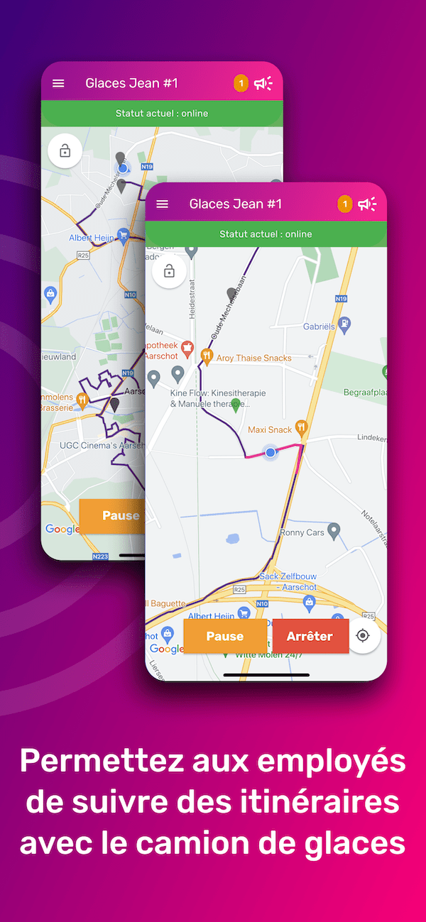 Suivez des itinéraires fixes sur la carte avec votre camion de glaces