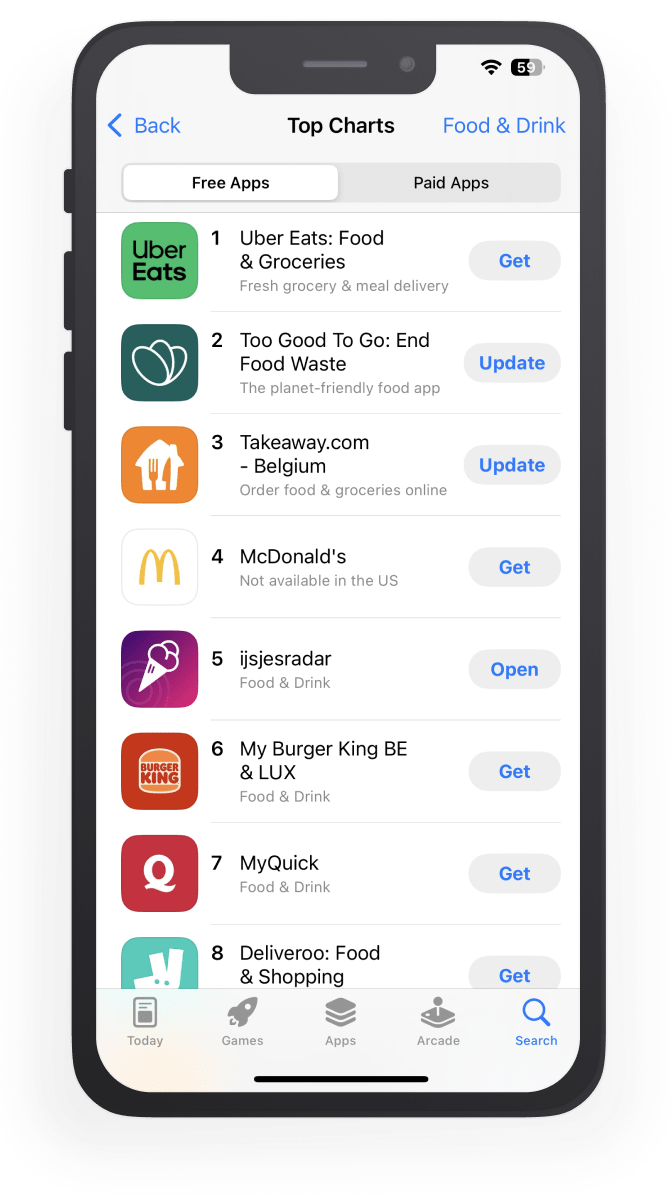 application radar à glaces dans l'App Store