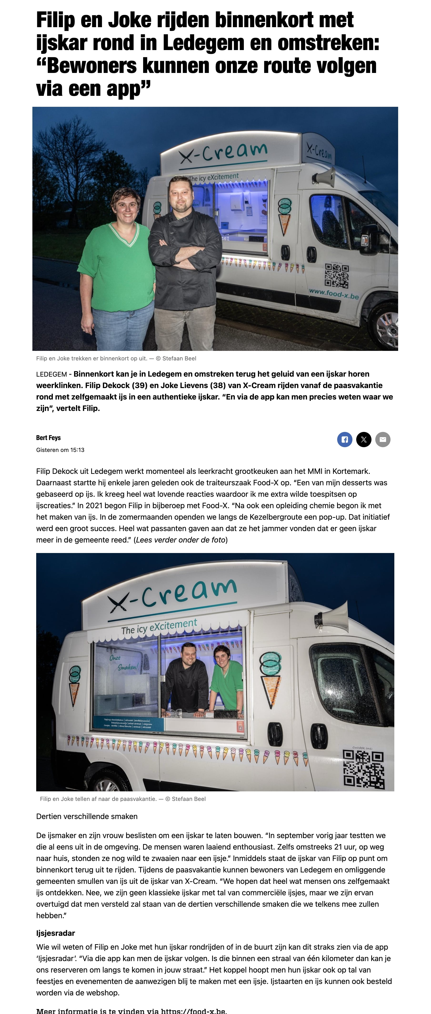 Filip et Joke conduiront bientôt un camion de glaces à Ledegem et ses environs : "Vous pouvez nous suivre via une application"