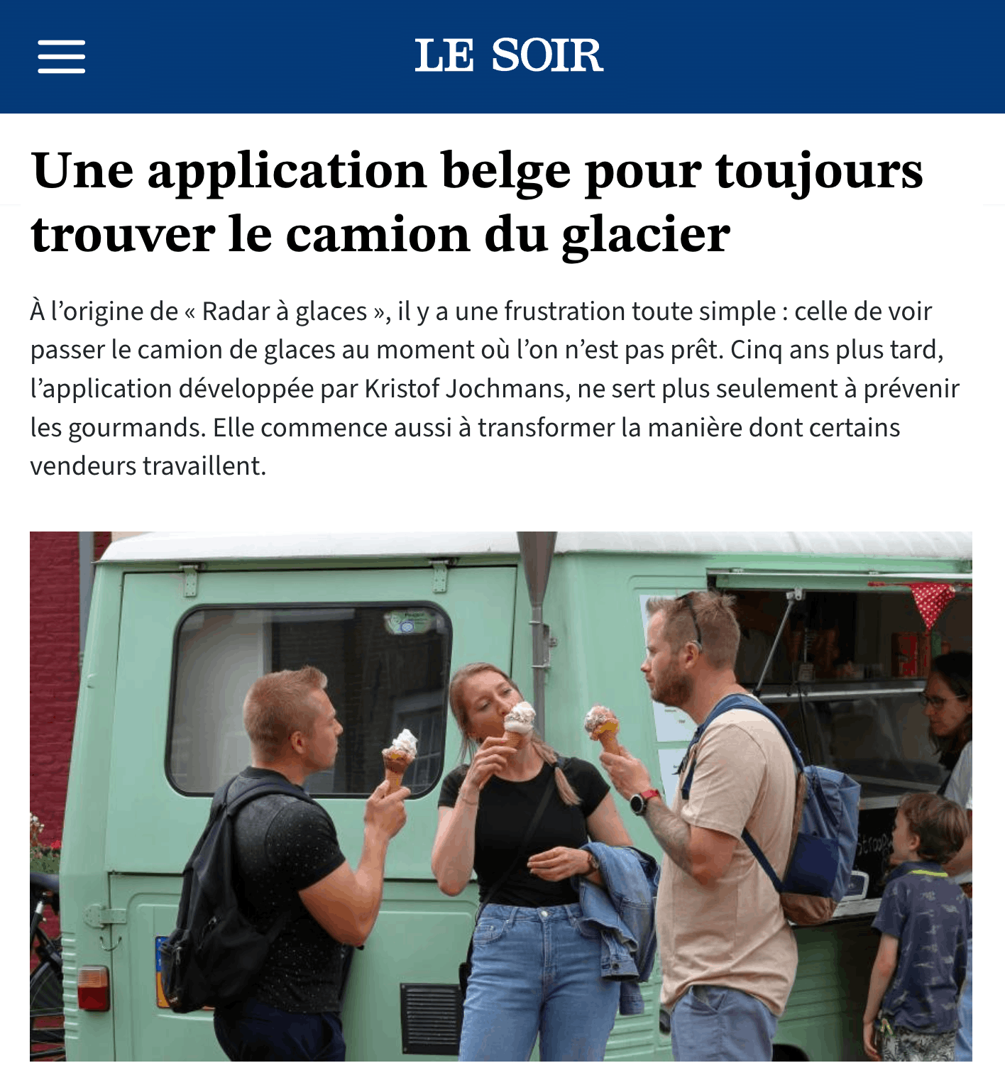 Une application belge pour toujours trouver le camion du glacier
